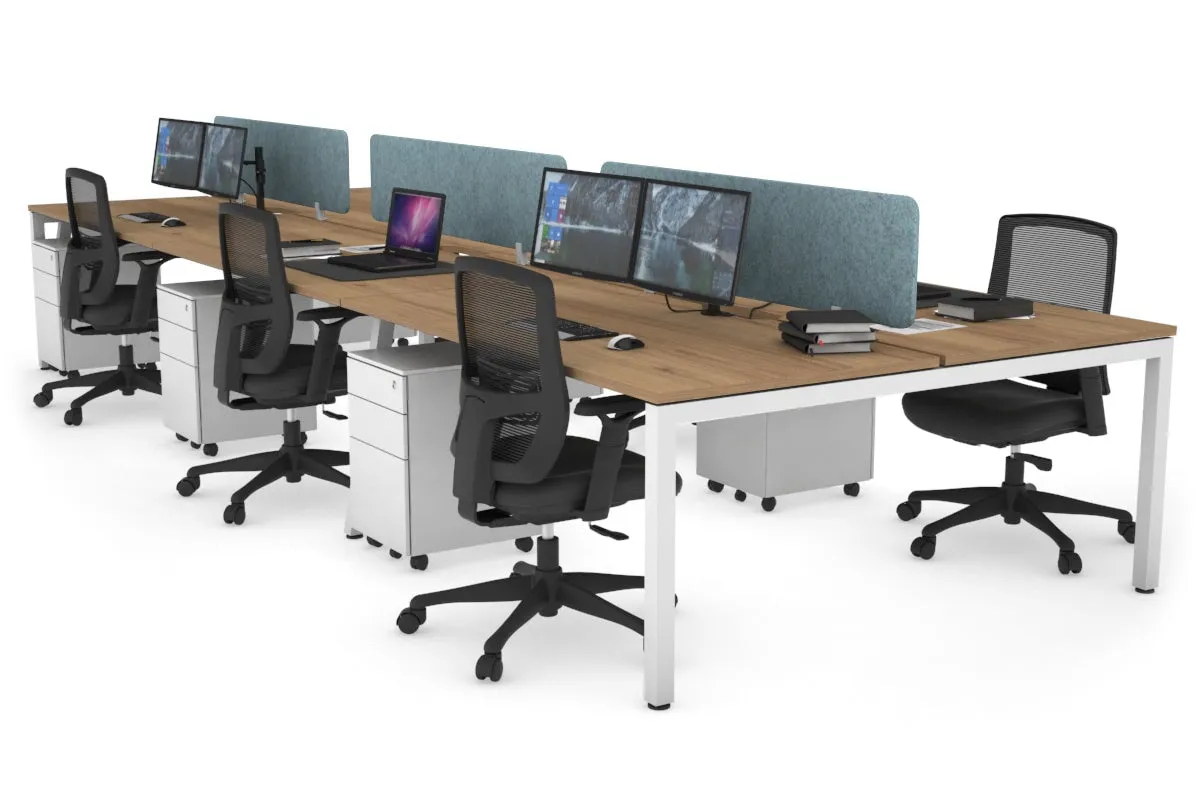 Quadro Square Legs 6 Person Office Workstation [1800L x 800W with Cable Scallop]