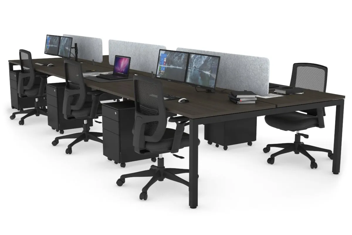 Quadro Square Legs 6 Person Office Workstation [1800L x 800W with Cable Scallop]