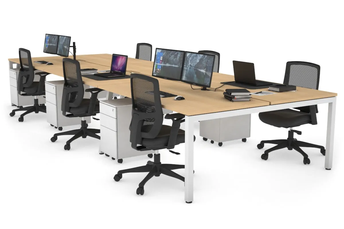 Quadro Square Legs 6 Person Office Workstation [1800L x 800W with Cable Scallop]