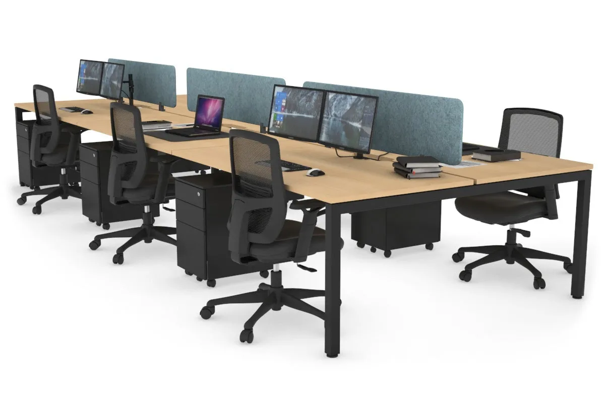 Quadro Square Legs 6 Person Office Workstation [1800L x 800W with Cable Scallop]