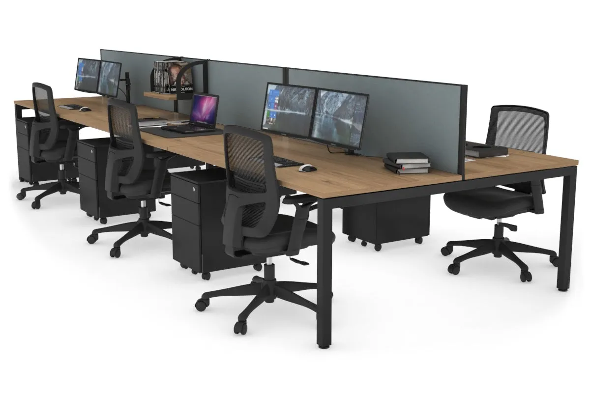 Quadro Square Legs 6 Person Office Workstation [1800L x 800W with Cable Scallop]