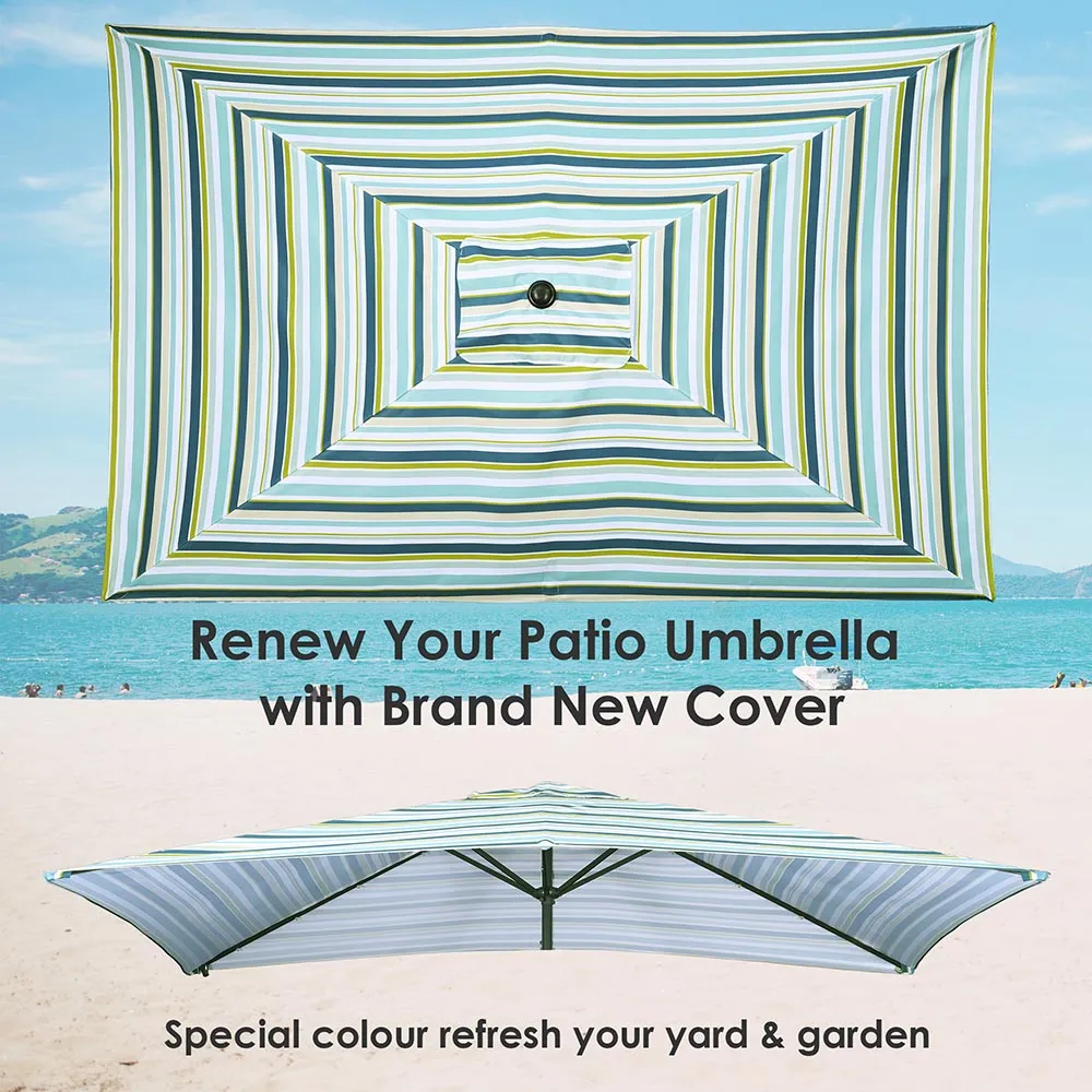 Rectangular Patio Umbrella Canopy 10x6.5ft 6-Rib w/o Edge