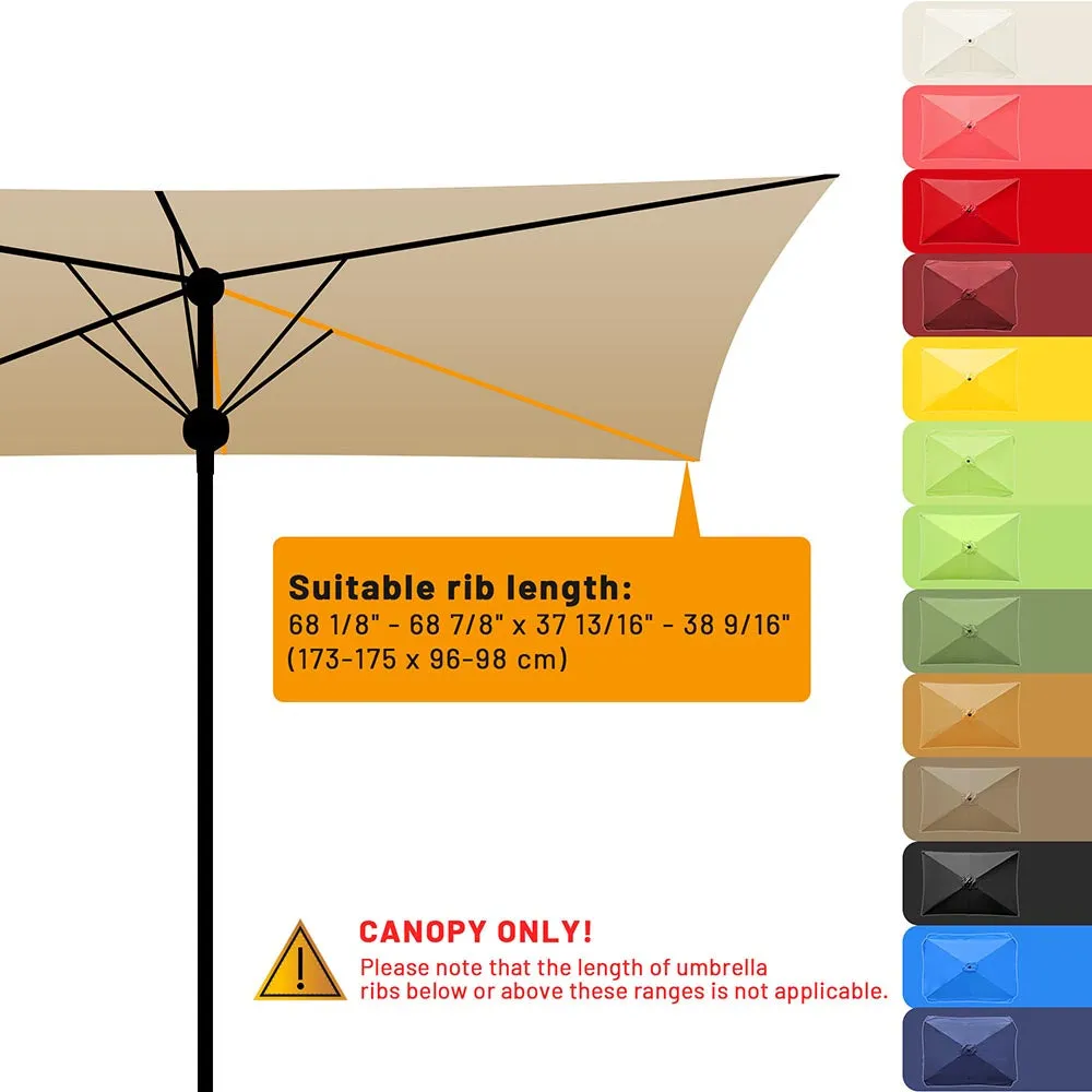 Rectangular Patio Umbrella Canopy 10x6.5ft 6-Rib w/o Edge