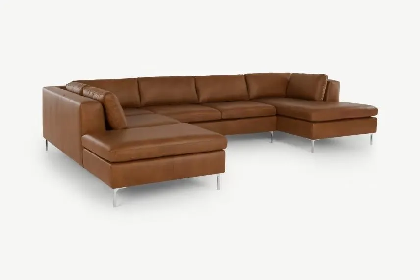 Richard L Shape 8 Seater Leatherette Sofa Set For Living Room