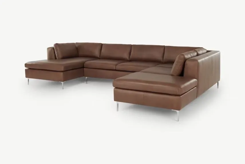 Richard L Shape 8 Seater Leatherette Sofa Set For Living Room