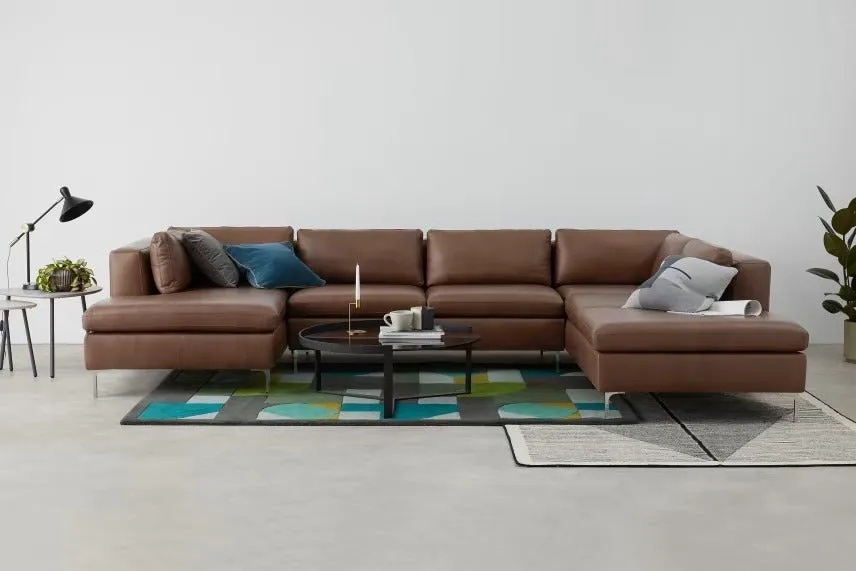 Richard L Shape 8 Seater Leatherette Sofa Set For Living Room