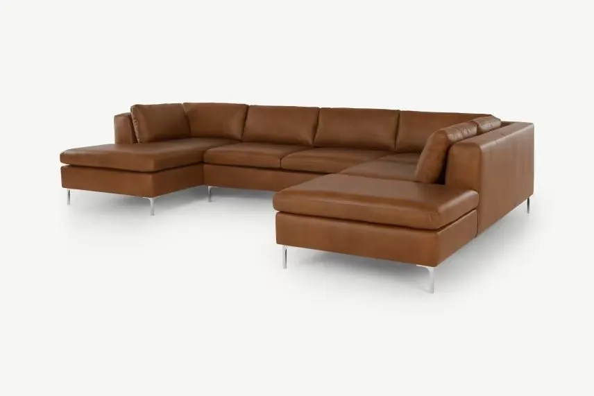 Richard L Shape 8 Seater Leatherette Sofa Set For Living Room