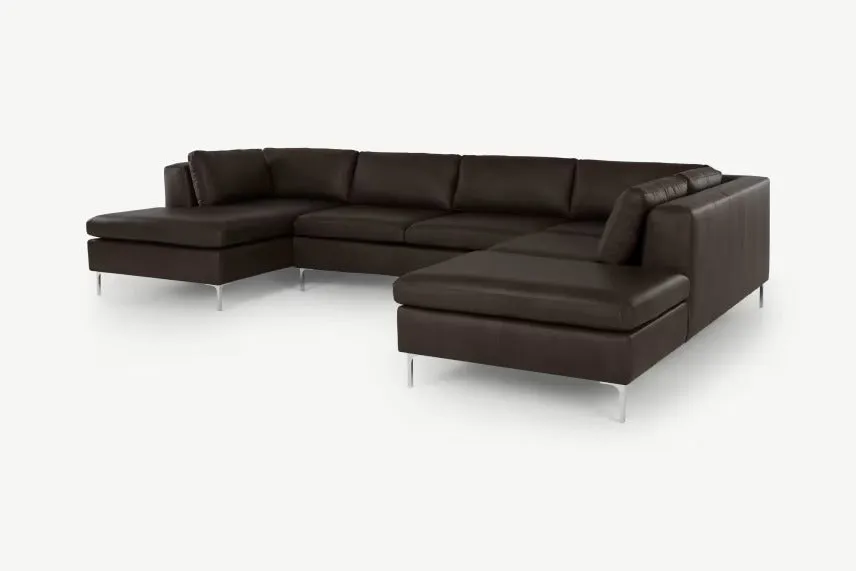 Richard L Shape 8 Seater Leatherette Sofa Set For Living Room