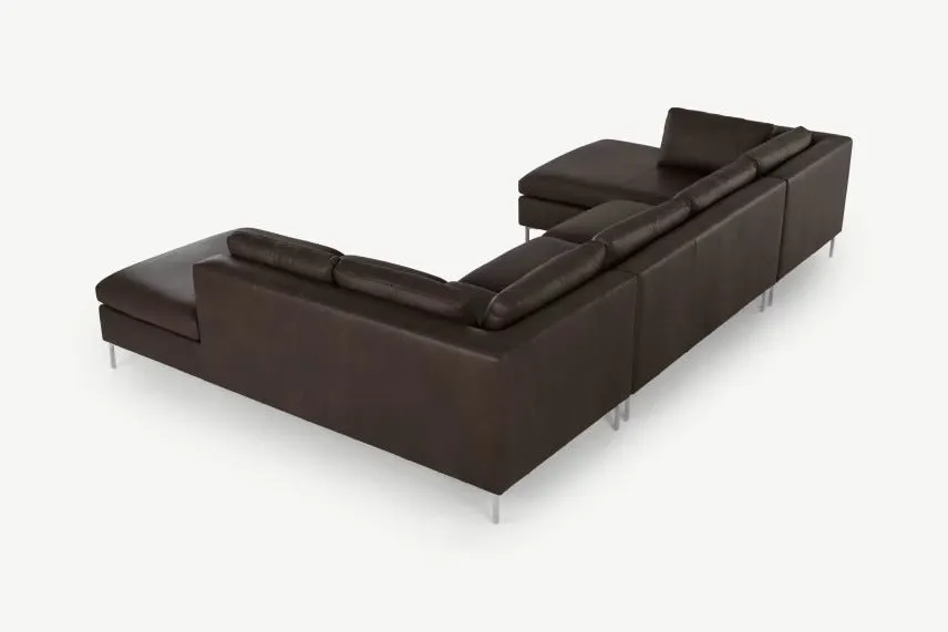 Richard L Shape 8 Seater Leatherette Sofa Set For Living Room