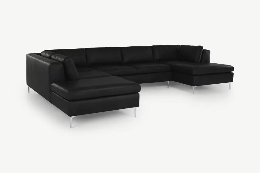 Richard L Shape 8 Seater Leatherette Sofa Set For Living Room