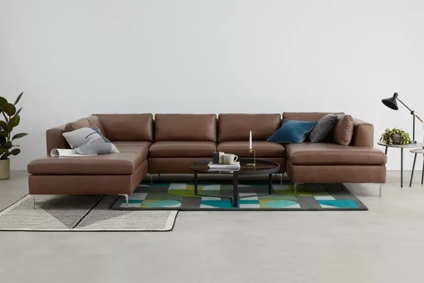 Richard L Shape 8 Seater Leatherette Sofa Set For Living Room