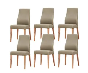 Rosemallow Dining Chair Set of 6 PU Leather Seat Solid Messmate Timber - Silver