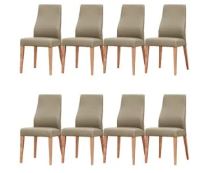 Rosemallow Dining Chair Set of 8 PU Leather Seat Solid Messmate Timber - Silver