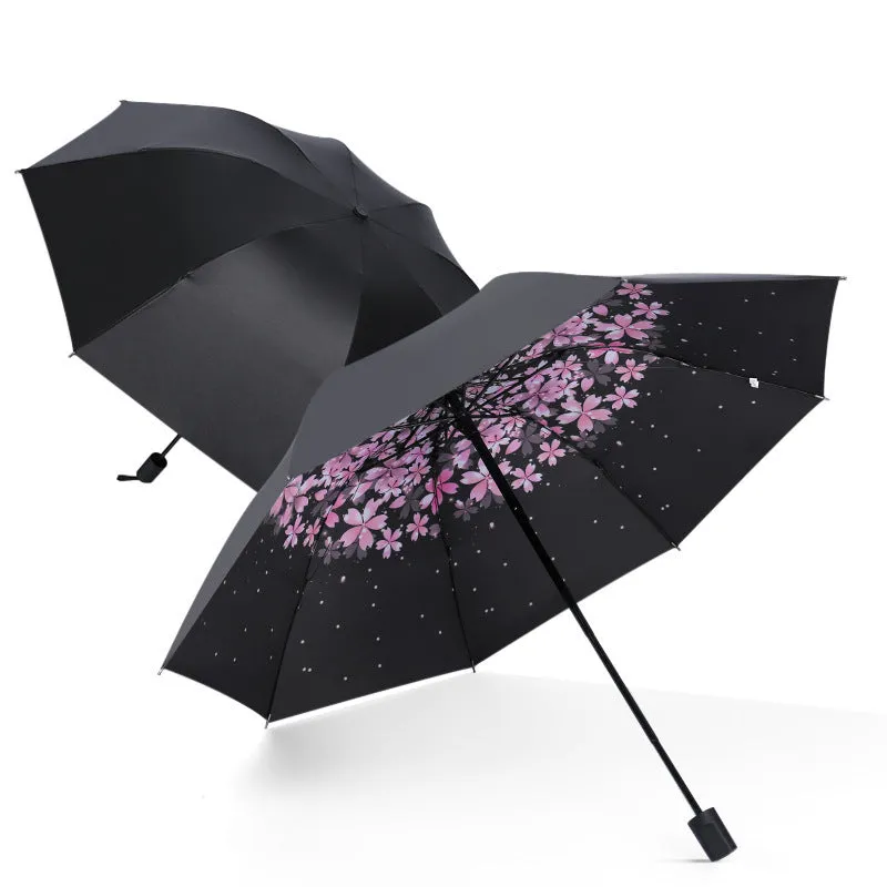 Sakura New Sun Umbrella Vinyl Sun Umbrella Anti-UV Sun Umbrella Women's Sun Umbrella Tri-fold Umbrella Printed LOGO