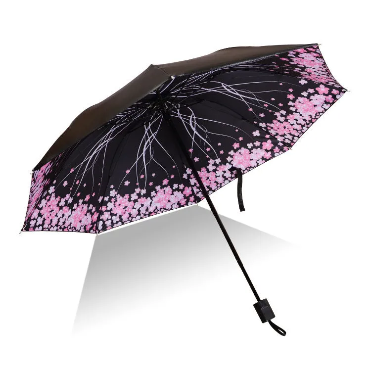 Sakura New Sun Umbrella Vinyl Sun Umbrella Anti-UV Sun Umbrella Women's Sun Umbrella Tri-fold Umbrella Printed LOGO