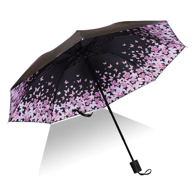 Sakura New Sun Umbrella Vinyl Sun Umbrella Anti-UV Sun Umbrella Women's Sun Umbrella Tri-fold Umbrella Printed LOGO