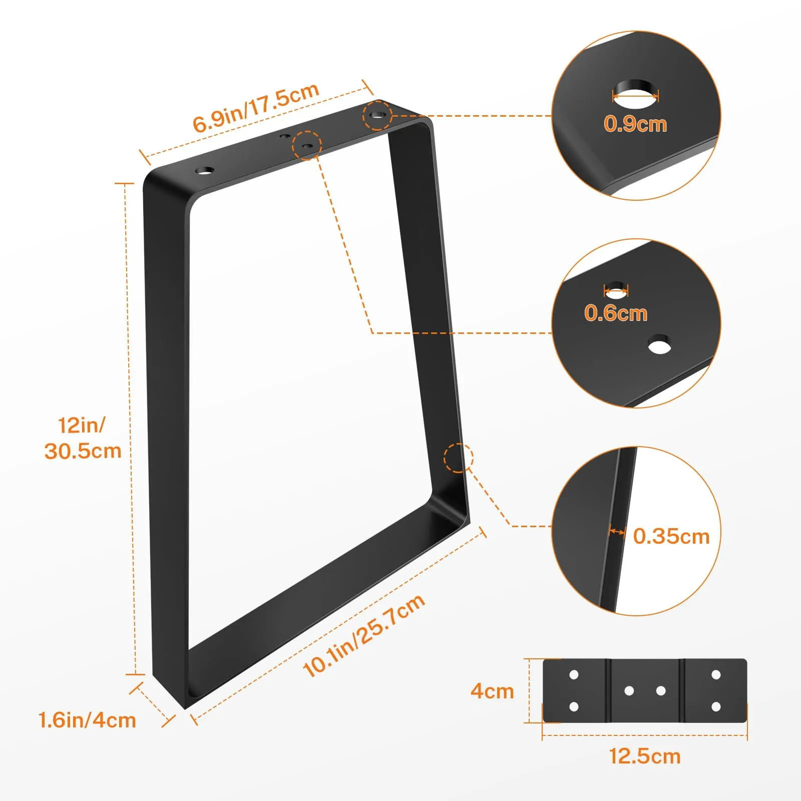 Signstek 12 inch Trapezoid Metal Table Legs, Replacement Furniture Legs Set of 2 for DIY Coffee Tables, Modern Desks, Night Stands, Bench, Sofa, Heavy Duty Iron and Industrial Design, Black