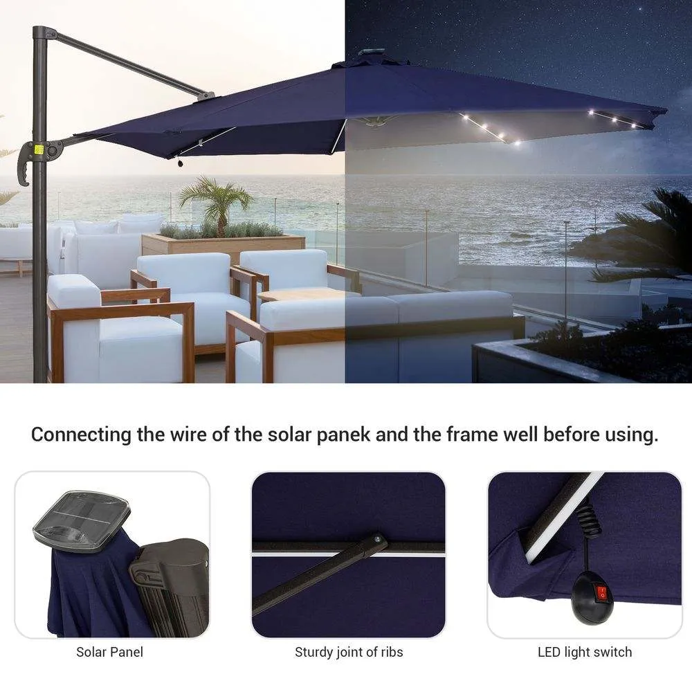 SONKUKI 10FT LED Cantilever Umbrellas Standard