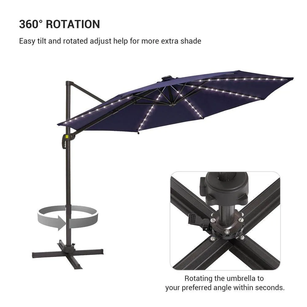 SONKUKI 10FT LED Cantilever Umbrellas Standard