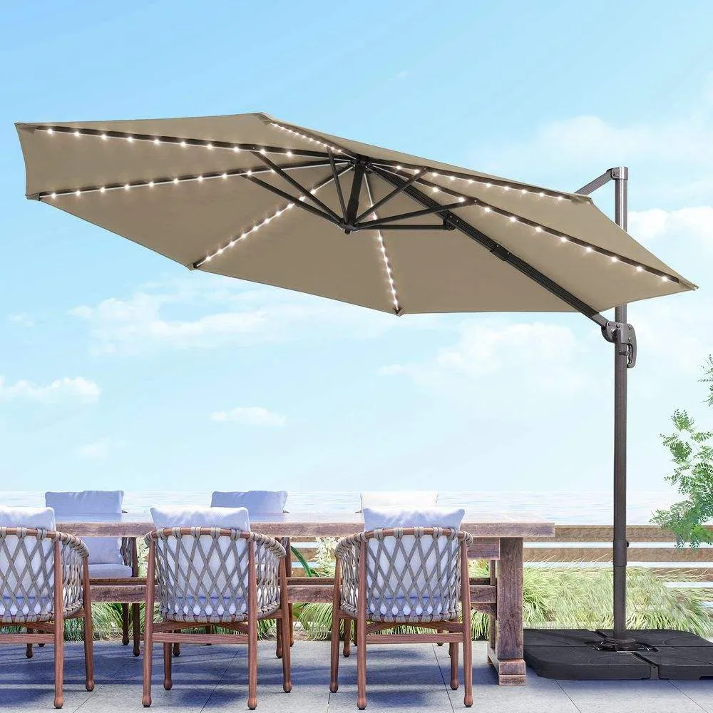 SONKUKI 10FT LED Cantilever Umbrellas Standard