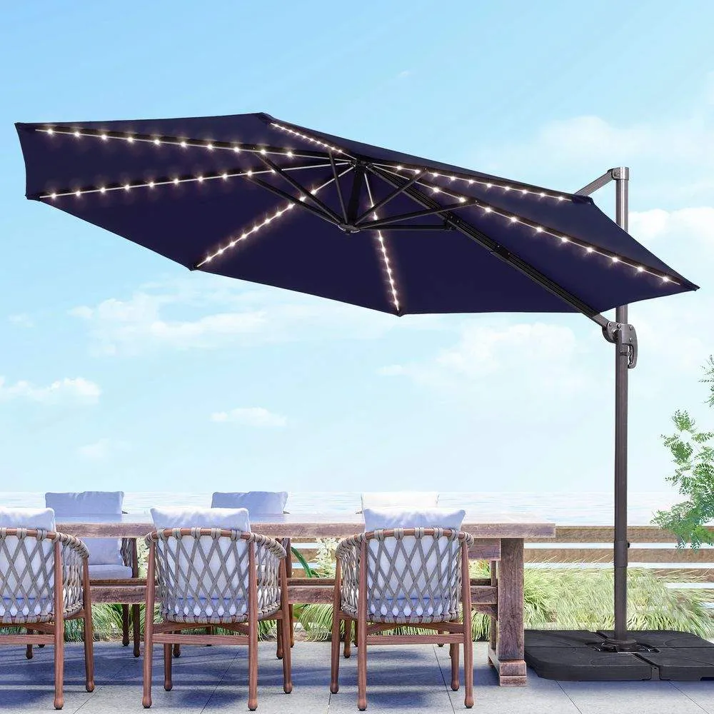 SONKUKI 10FT LED Cantilever Umbrellas Standard