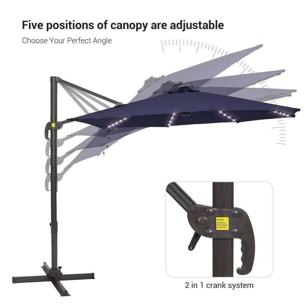 SONKUKI 10FT LED Cantilever Umbrellas Standard