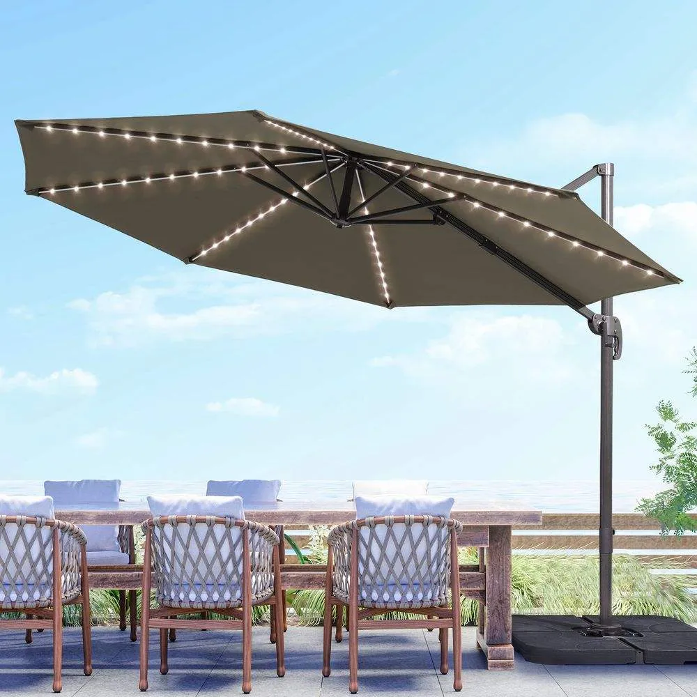 SONKUKI 10FT LED Cantilever Umbrellas Standard