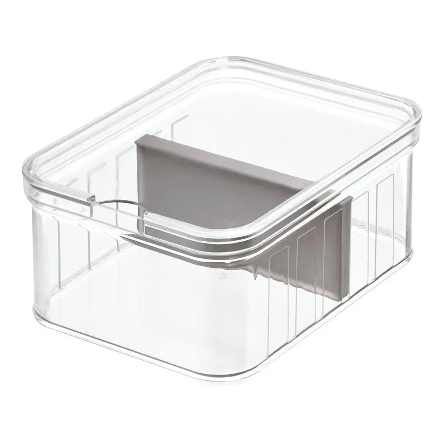 Stackable Storage Bin With Divider, 8 x 6 x 4