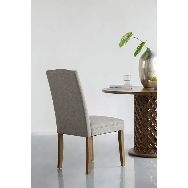 Studded Smoky Grey Armless Dining Chairs Set of 2