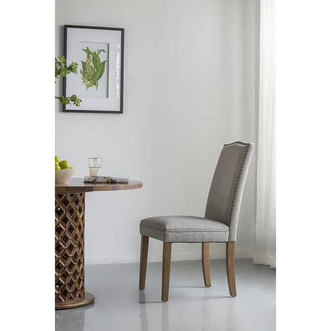 Studded Smoky Grey Armless Dining Chairs Set of 2