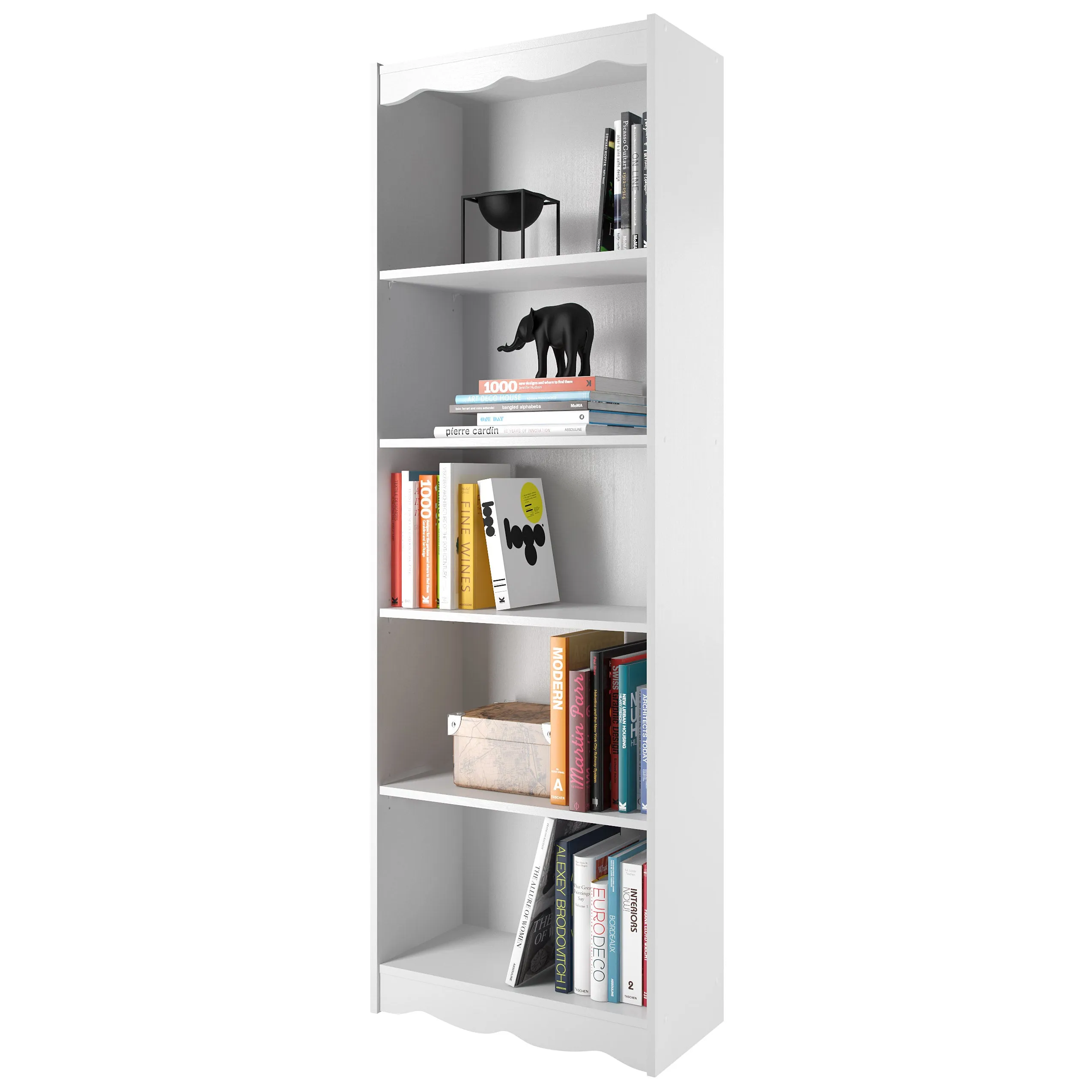 Tall Bookcase in White, 72"