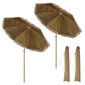 TheLAShop 8 ft Tilt Tiki Umbrellas Thatch Straw Umbrellas 2ct/pk