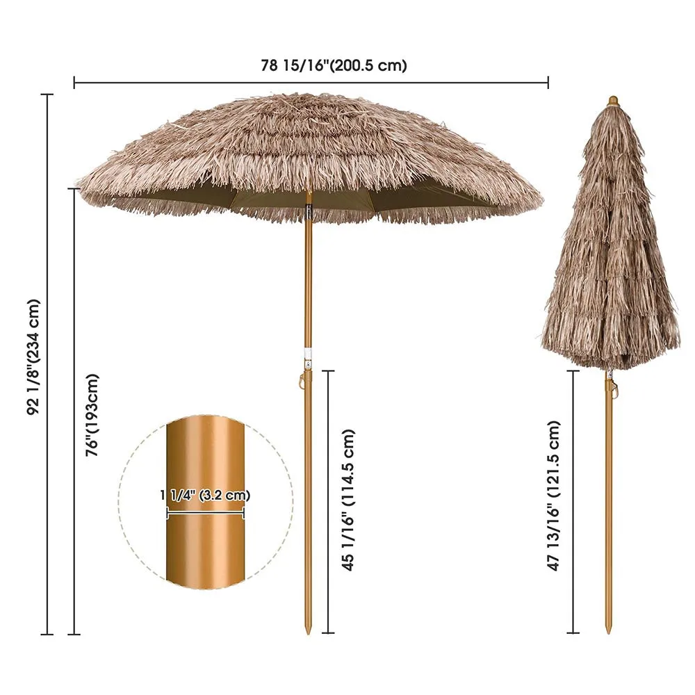 TheLAShop 8 ft Tilt Tiki Umbrellas Thatch Straw Umbrellas 2ct/pk