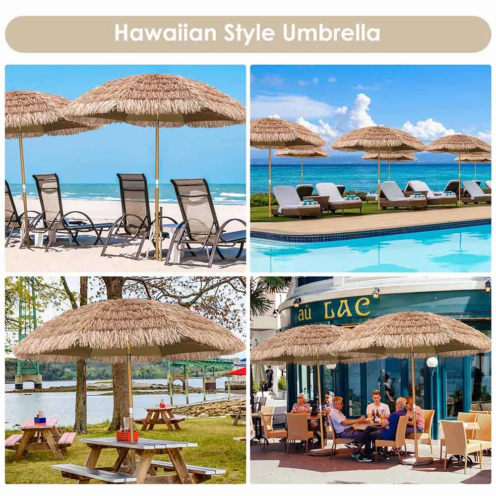 TheLAShop 8 ft Tilt Tiki Umbrellas Thatch Straw Umbrellas 2ct/pk