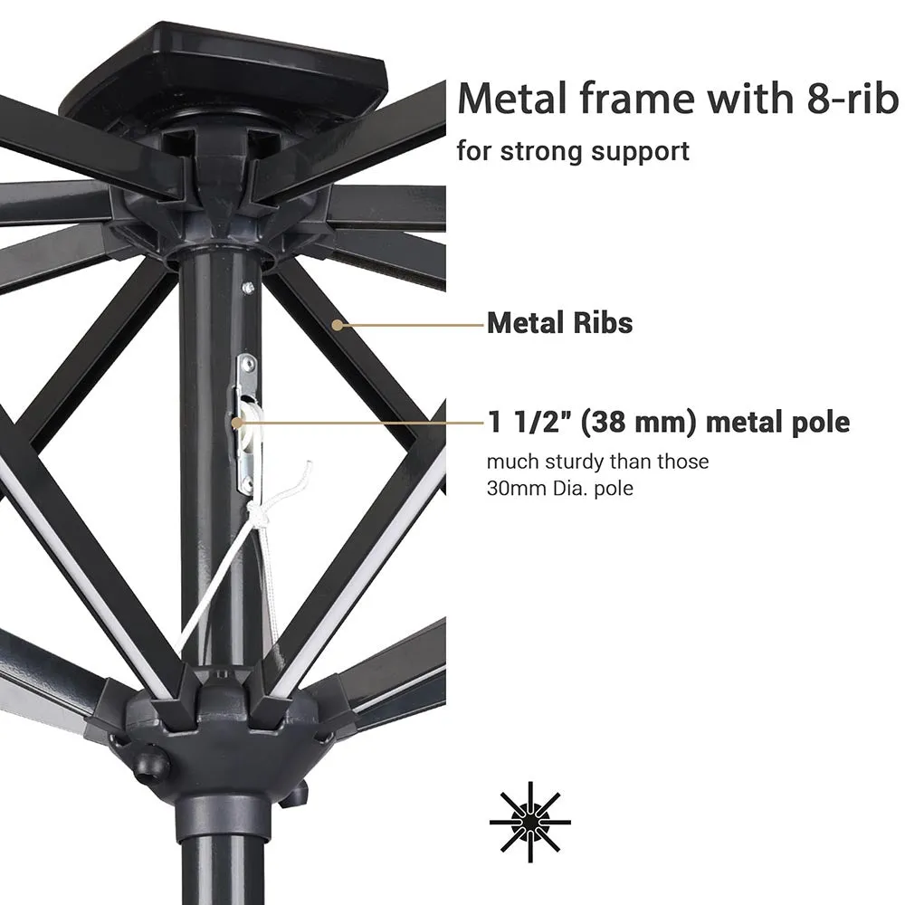 TheLAShop Patio Umbrella with Solar Lights Tilt Umbrella 10 ft 8-Rib