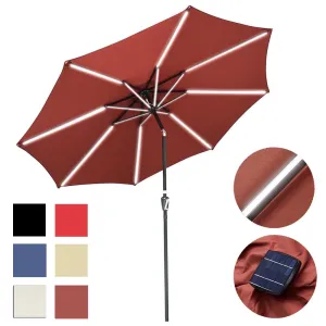 TheLAShop Patio Umbrella with Solar Lights Tilt Umbrella 10 ft 8-Rib