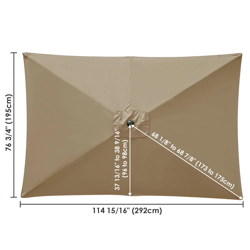 TheLAShop Rectangular Umbrella Canopy Replacement 10'x6.5' 6 Ribs