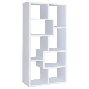 Theo 10-Shelf Bookcase White - Organized Storage