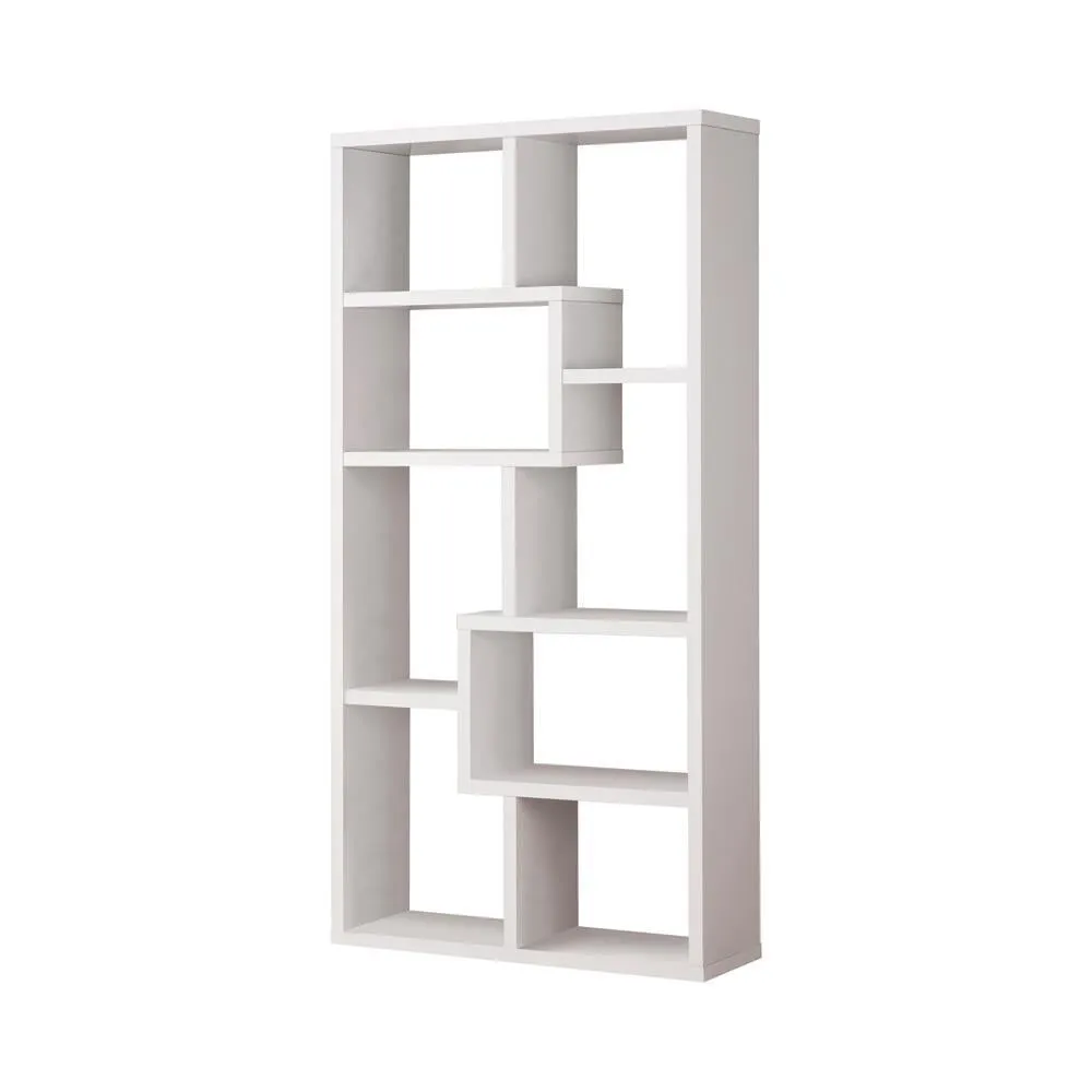 Theo 10-Shelf Bookcase White - Organized Storage