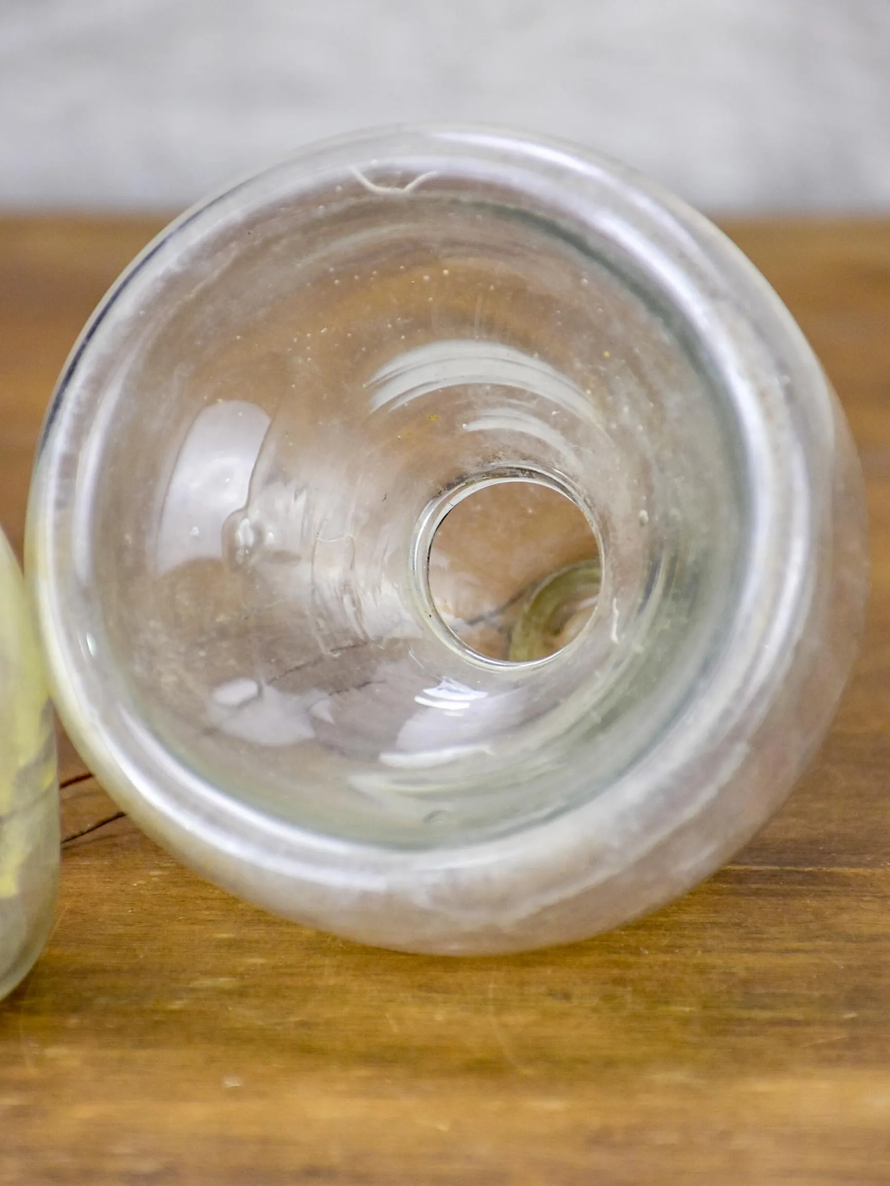 Three antique French fly-trap bottles