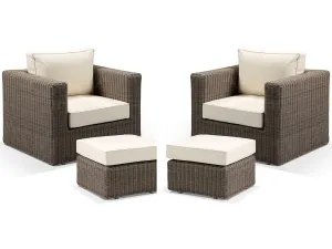 Tosca Natural Brown Rattan Bistro Set Cream Cushions