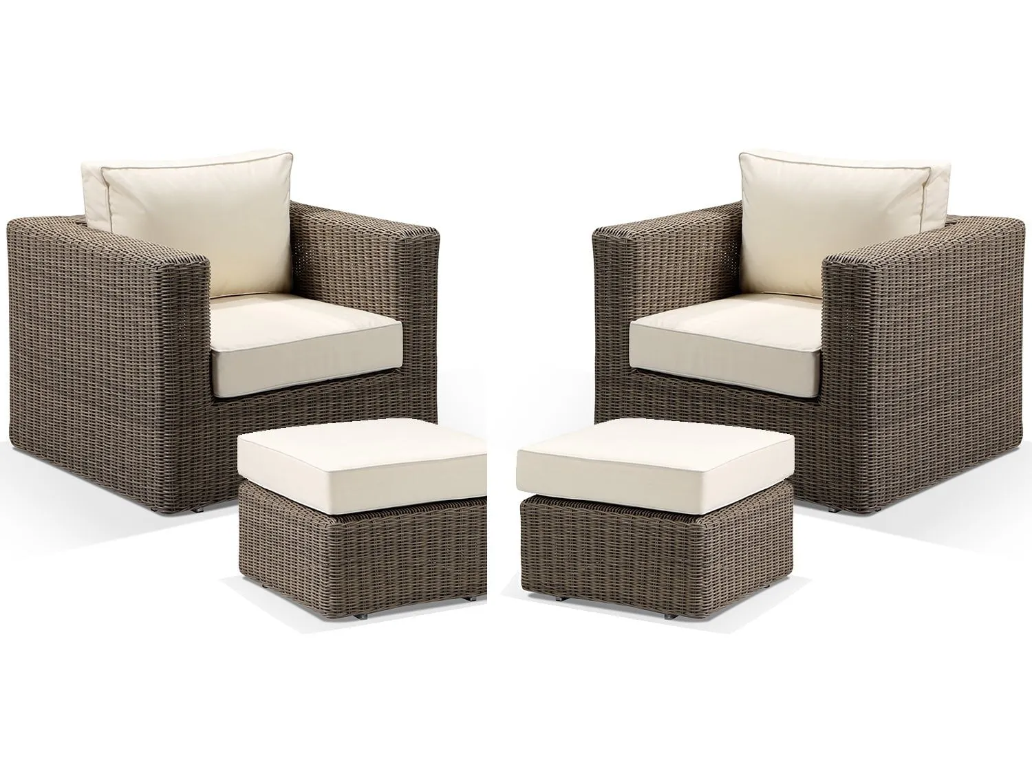 Tosca Natural Brown Rattan Bistro Set Cream Cushions