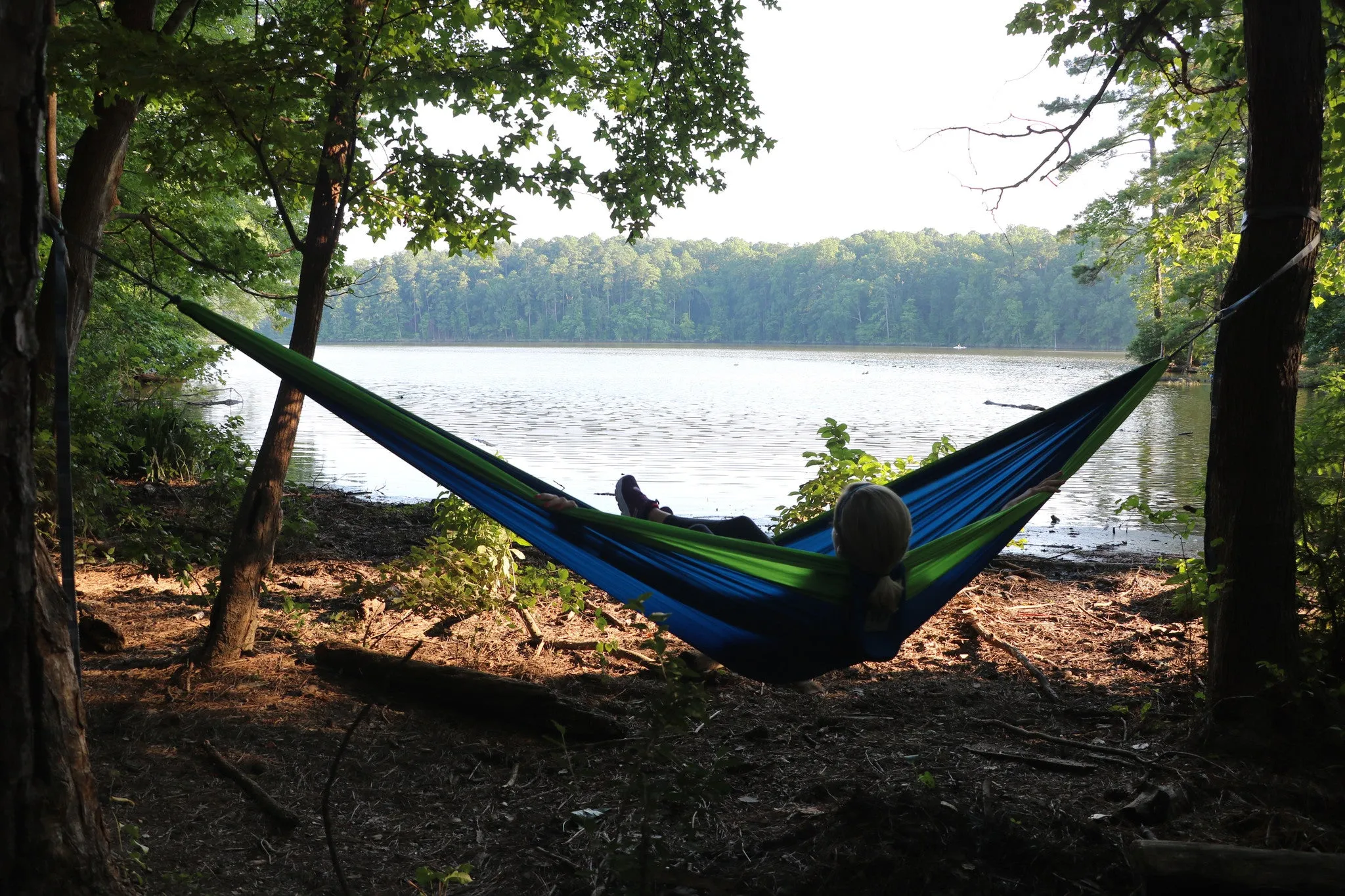 Twisted Double Hammock - Blue/Bright Green