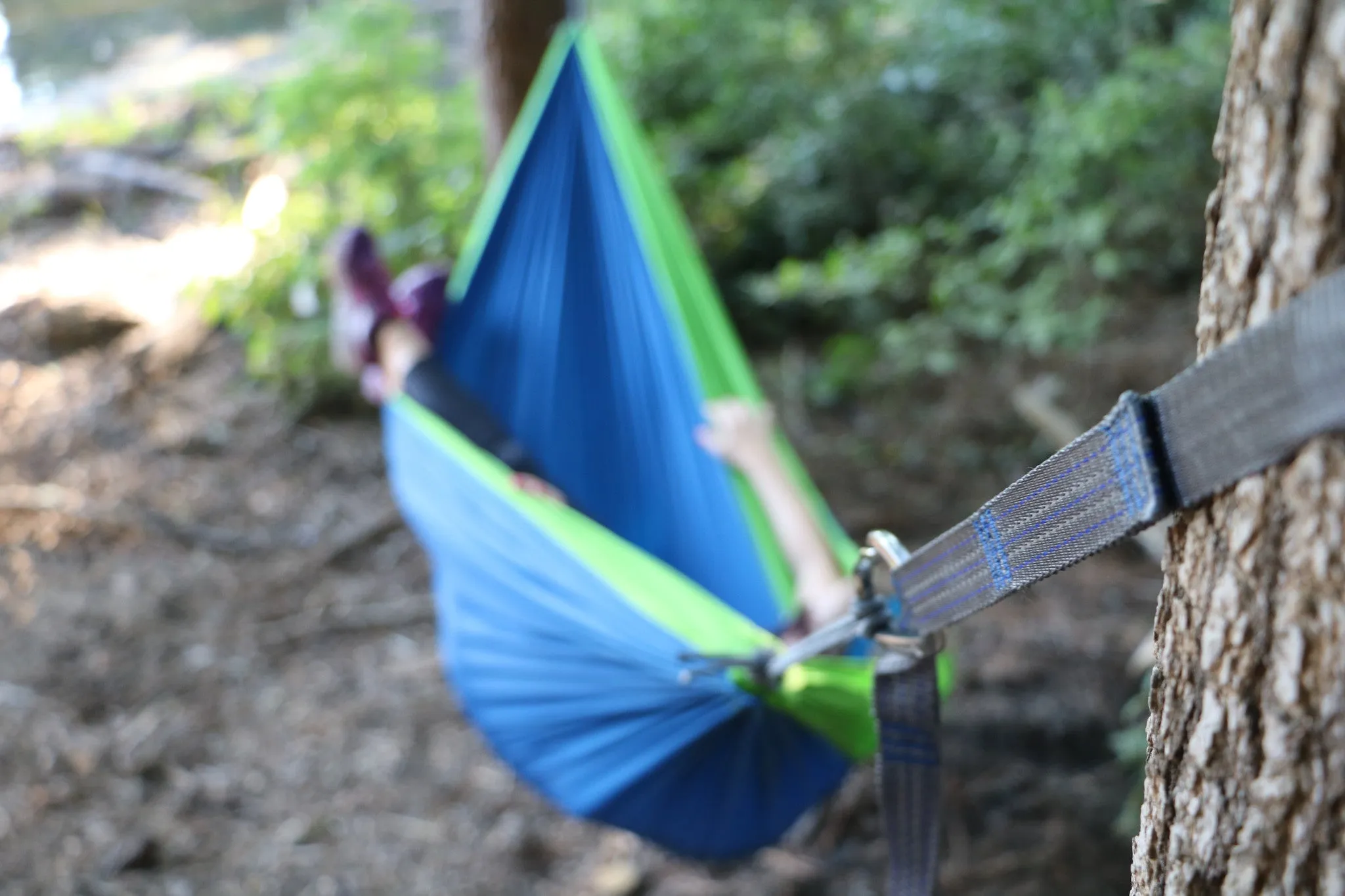 Twisted Double Hammock - Blue/Bright Green