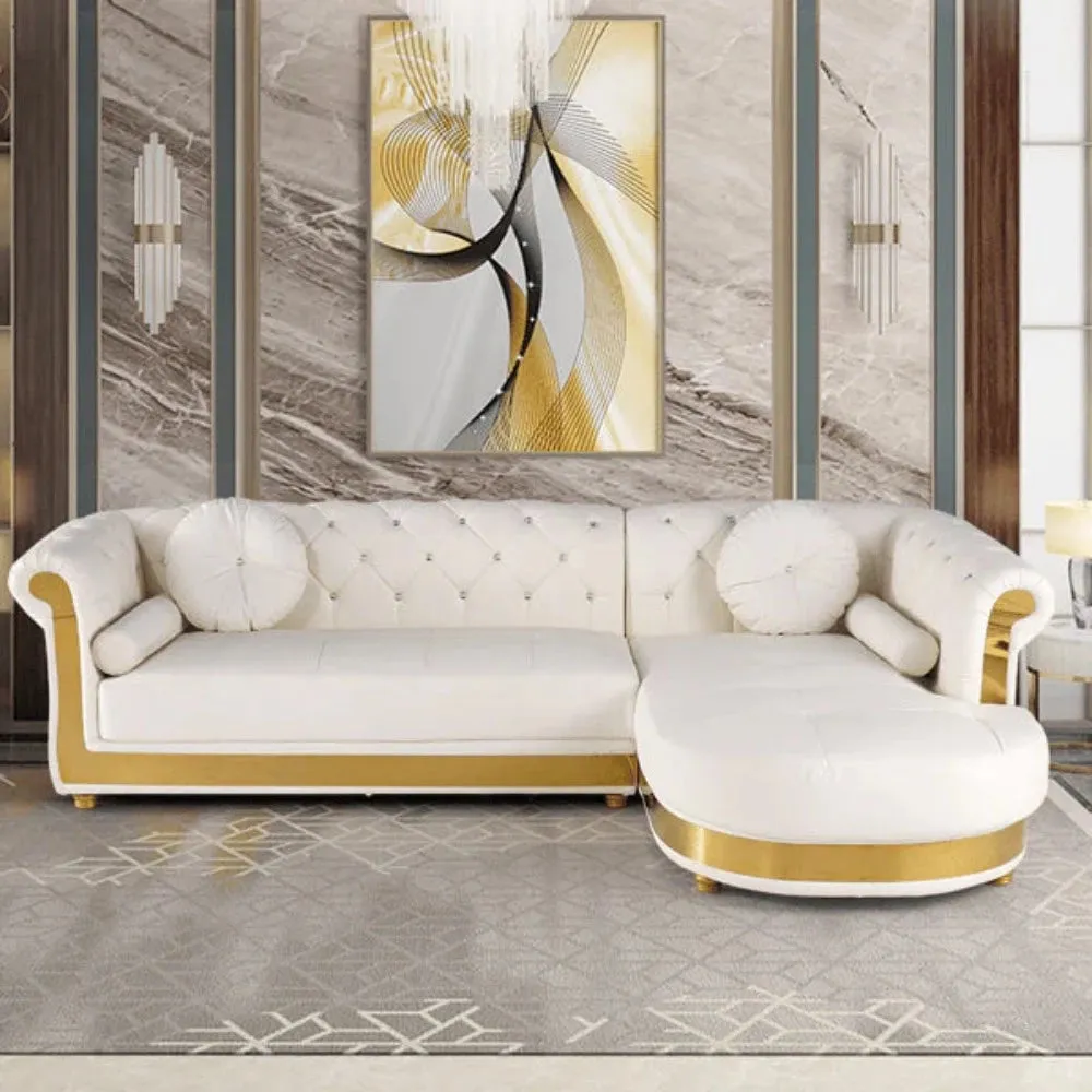 Umrao Premium Modern Sofa Set in Beige Leatherette