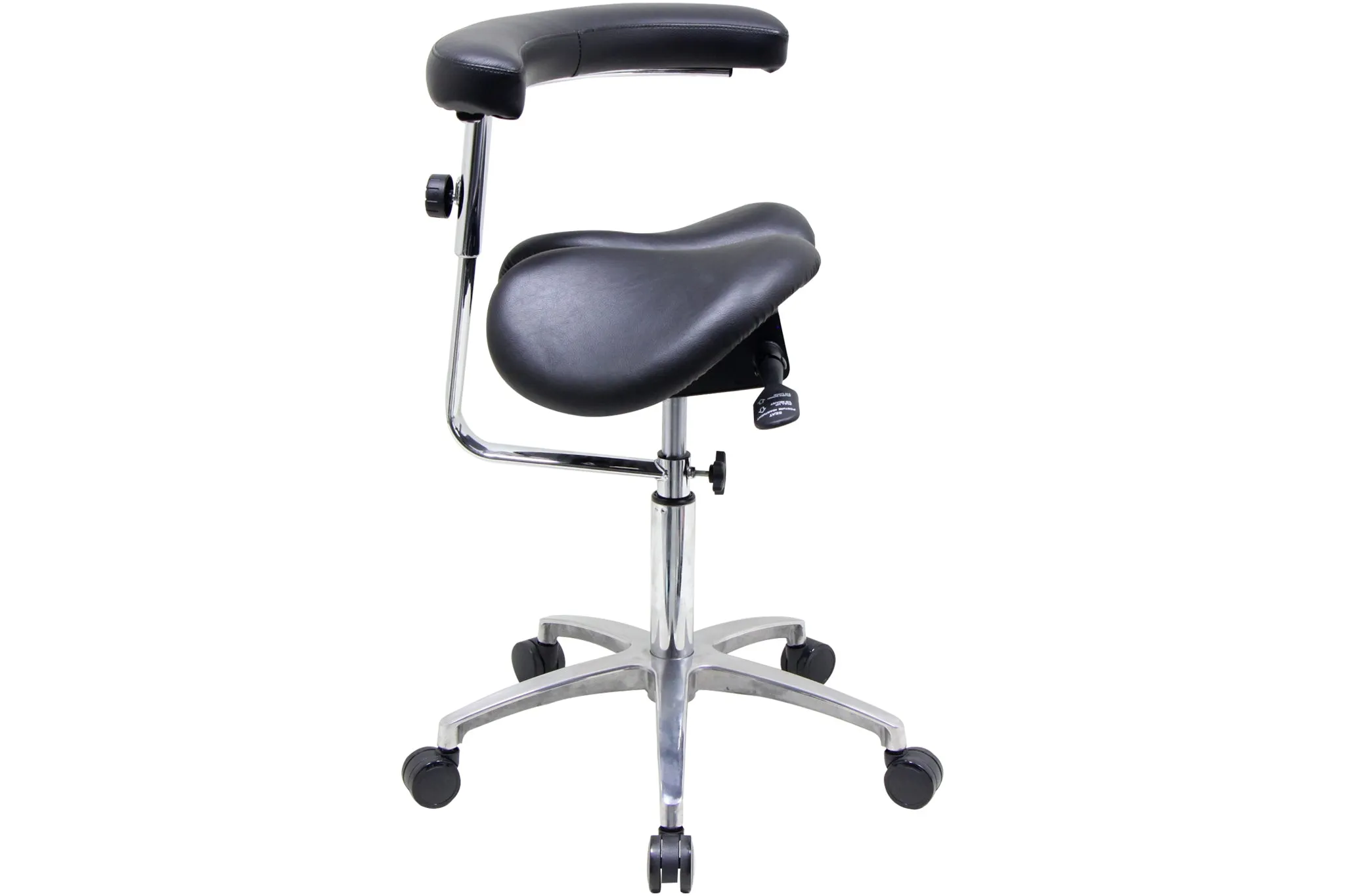 USA Patented Twin Tiltable Saddle Stool with 360 Degree Arm Support