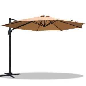 UV50  Outdoor Umbrella Shade Canopy Cantilevered Parasol Free Standing Beige