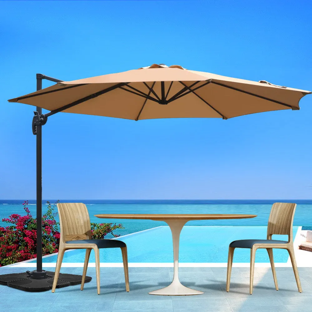 UV50  Outdoor Umbrella Shade Canopy Cantilevered Parasol Free Standing Beige