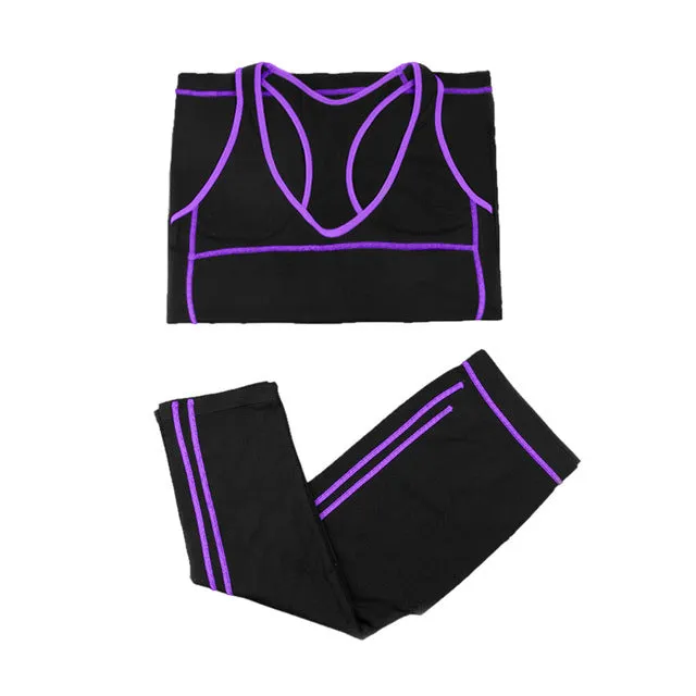 Vertvie 2 Pieces Women Yoga Set Crop Top Shirts   Skinny Legging Capri Pants Sports Sets Gym Running Clothing Fot Women Fitness