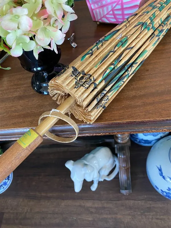 Vintage asian bamboo and paper Umbrella